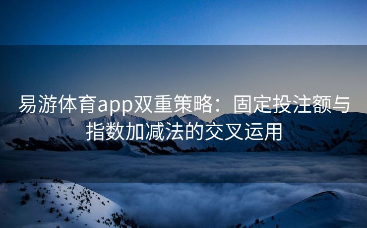 易游体育app双重策略：固定投注额与指数加减法的交叉运用