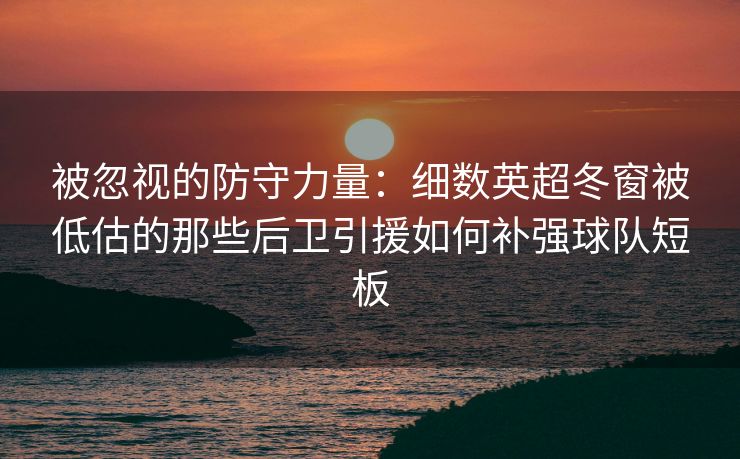 被忽视的防守力量：细数英超冬窗被低估的那些后卫引援如何补强球队短板