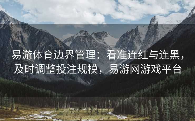 易游体育边界管理：看准连红与连黑，及时调整投注规模，易游网游戏平台