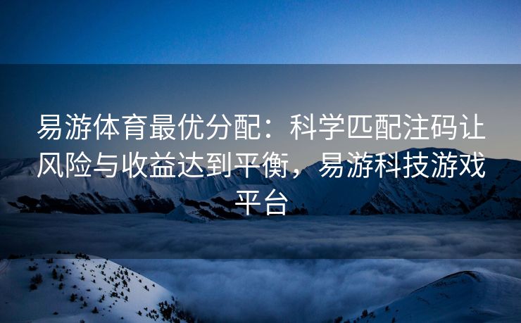易游体育最优分配：科学匹配注码让风险与收益达到平衡，易游科技游戏平台  第2张