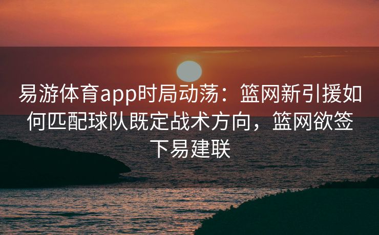 易游体育app时局动荡：篮网新引援如何匹配球队既定战术方向，篮网欲签下易建联  第2张